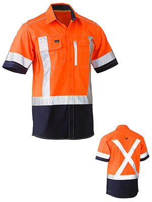 Bisley Flex & Move™ Two Tone Hi Vis Stretch Utility Work Shirt - Short Sleeve Image
