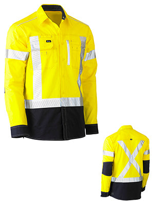 Bisley Flex & Move™ Two Tone Hi Vis Stretch Utility Work Shirt - Long Sleeve Image