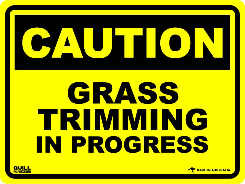 Caution Signs - Grass Trimming In Progress Image