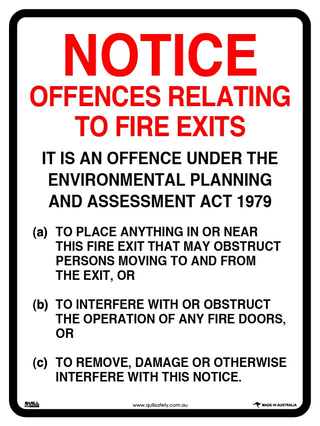 Fire Signs - Notice Offences Relating To Fire Exits Image