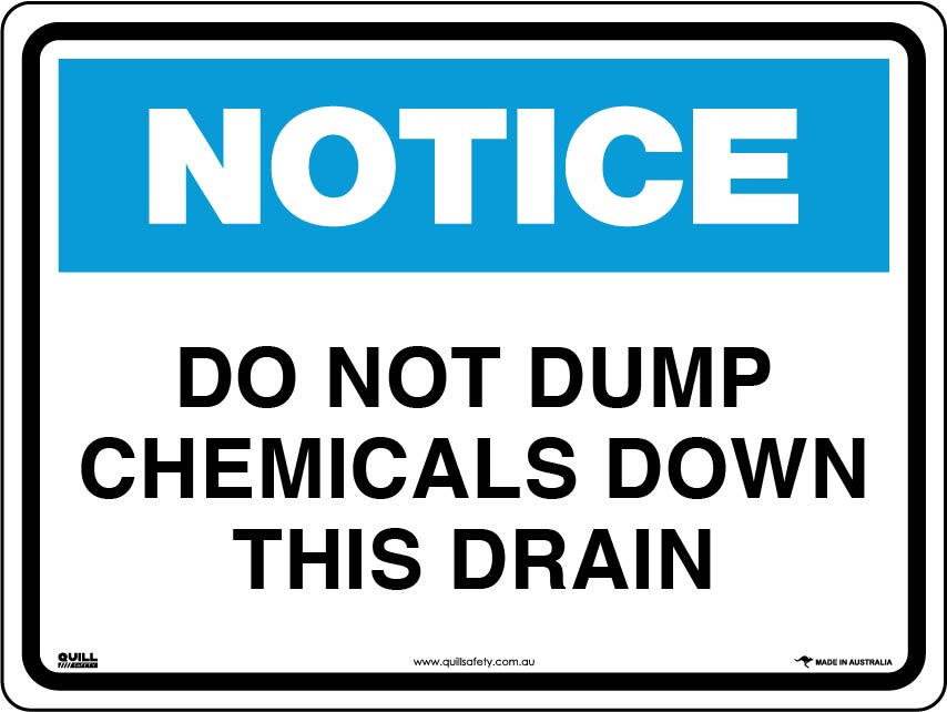 Notice Signs - Do Not Dump Chemicals Down This Drain Image