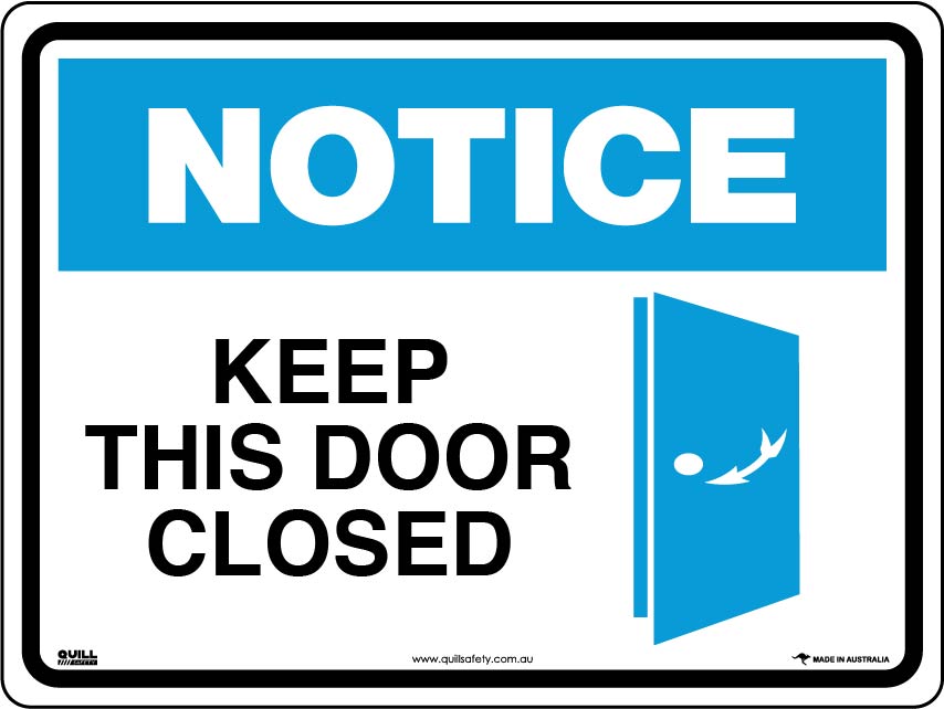Notice Signs - Keep This Door Closed (With Pictogram) Image