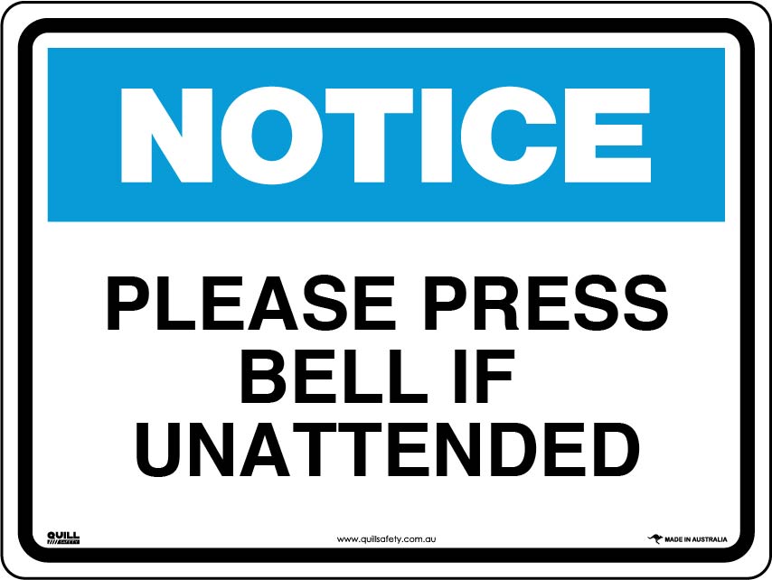Notice Signs - Please Press Bell If Unattended Image