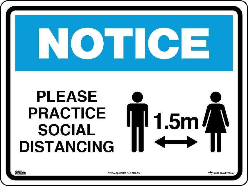 Notice Signs - Please Practice Social Distancing 1.5m Image