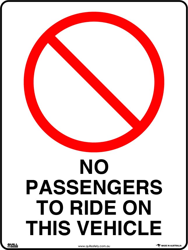 Prohibition Signs - No Passengers To Ride On This Vehicle Image