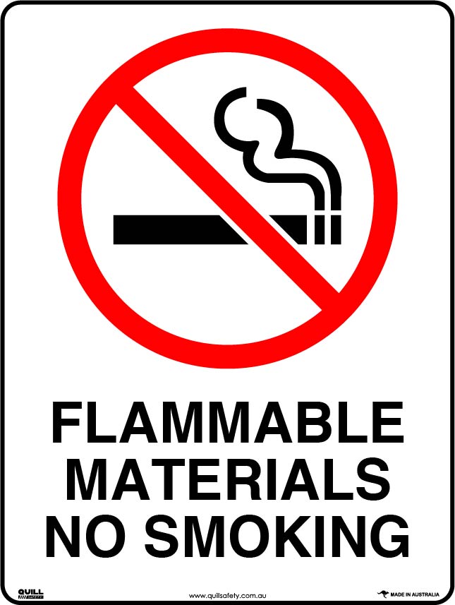 Prohibition Signs - Flammable Materials No Smoking Image