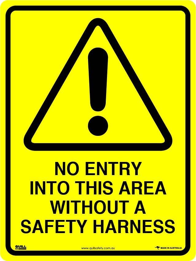 Warning Signs - No Entry Into This Area Without A Safety Harness Image