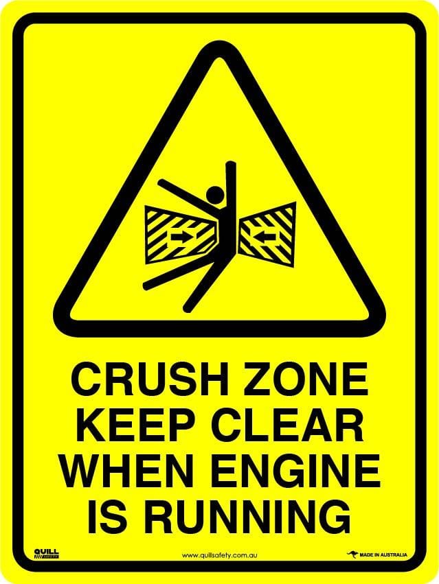 Warning Signs - Crush Zone Keep Clear When Engine Is Running Image