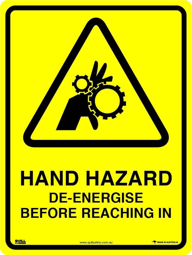 Warning Signs - Hand Hazard De-Energise Before Reaching In Image