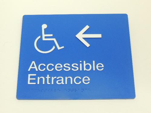 Braille Sign - Accessible Entrance Left Arrow Image