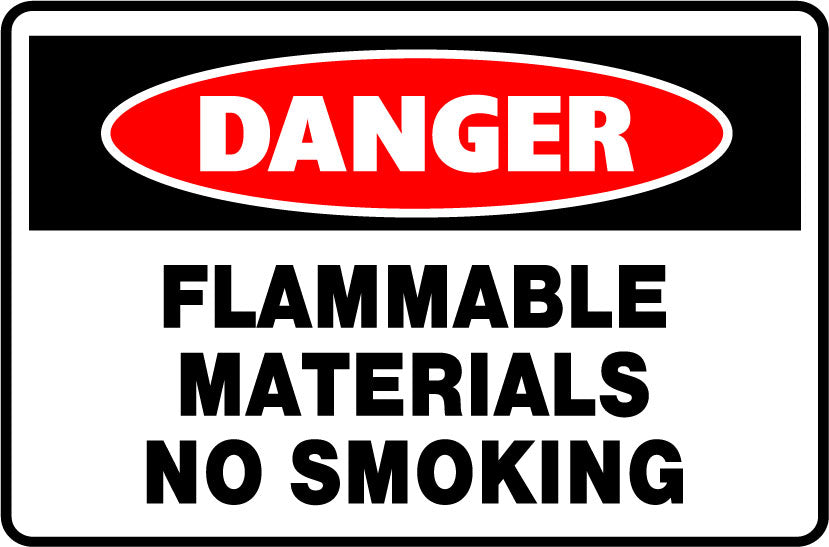 Danger Signs - Flammable Materials No Smoking Image