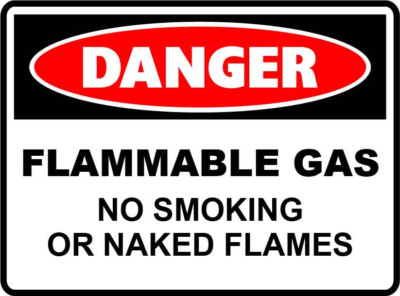 Danger Signs - Flammable Gas No Smoking Or Naked Flames Image