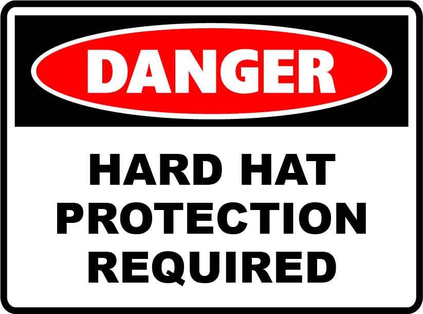 Danger Signs - Hard Hat Protection Required Image