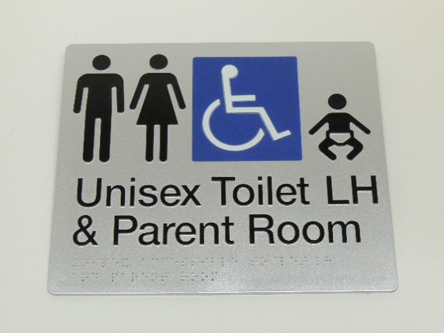 Braille Signs - Unisex Accessible Toilet LH & Parent Room Image