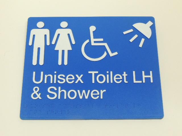 Braille Signs - Unisex Accessible Toilet LH & Shower Image