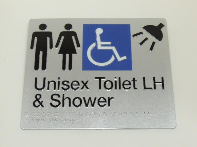 Braille Signs - Unisex Accessible Toilet LH & Shower Image