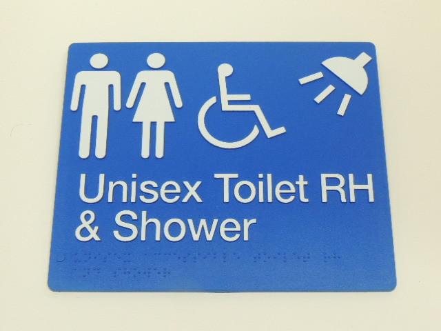 Braille Signs - Unisex Accessible Toilet RH & Shower Image