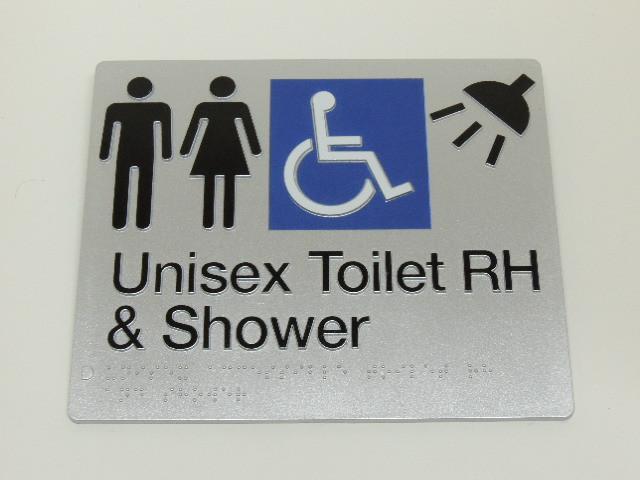 Braille Signs - Unisex Accessible Toilet RH & Shower Image