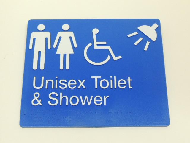 Braille Signs - Unisex Accessible Toilet & Shower Image