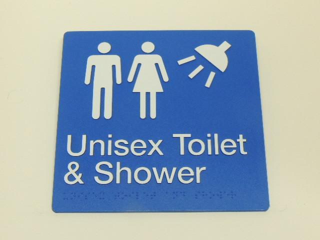 Braille Signs - Unisex Toilet & Shower Image