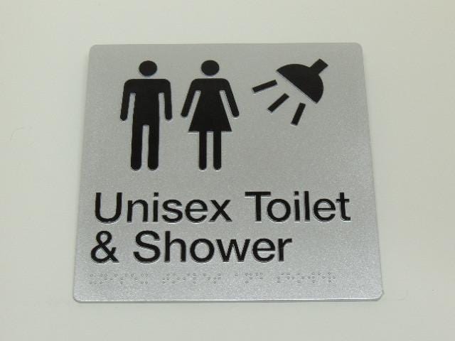 Braille Signs - Unisex Toilet & Shower Image