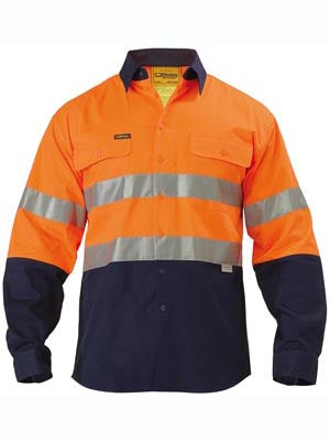 Bisley 2 Tone Hi Vis Work Shirt 3M Reflective Tape - Long Sleeve Image