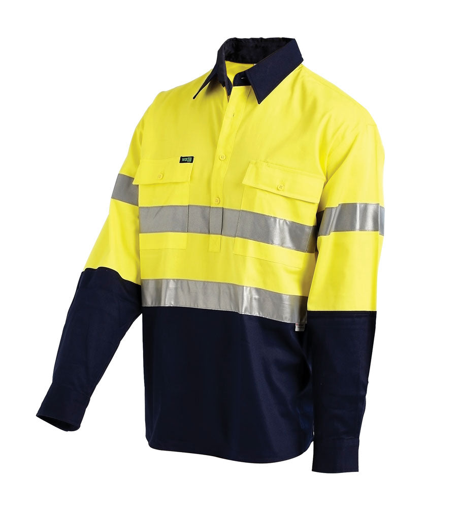 Workit Hi Vis 2-Tone Half Closed Drill Shirt with 3M Refective Tape Image